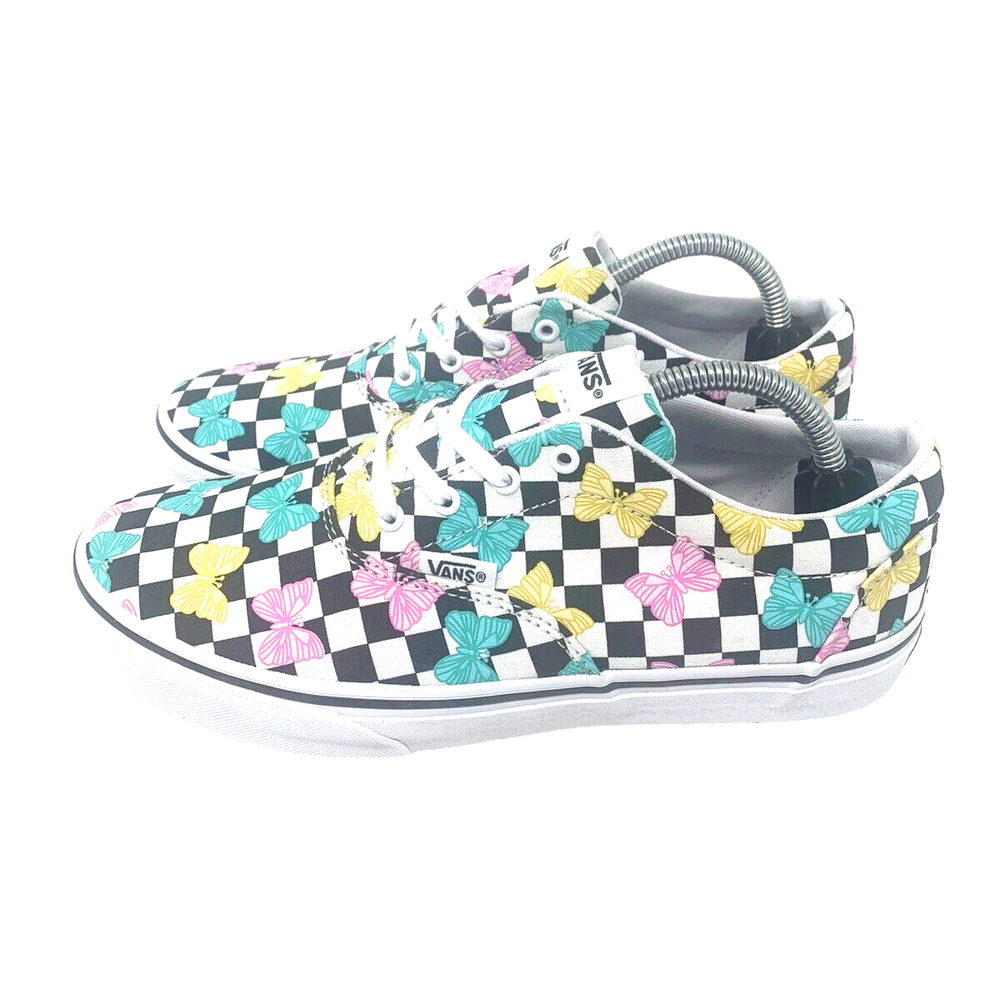 Vans Women's Doheny Butterfly Checkerboard Multicolor Skate Shoes 5